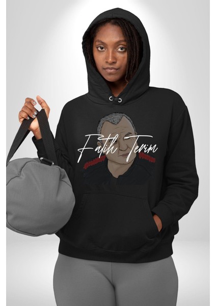Imparator Grande Terim Kadın Erkek Baskılı Üç Iplik Siyah Kapüşonlu Hodie Sweatshirt