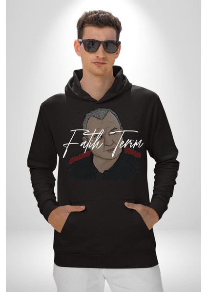 Imparator Grande Terim Kadın Erkek Baskılı Üç Iplik Siyah Kapüşonlu Hodie Sweatshirt