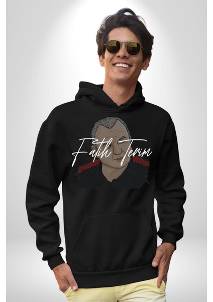 Imparator Grande Terim Kadın Erkek Baskılı Üç Iplik Siyah Kapüşonlu Hodie Sweatshirt