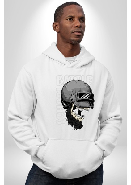 Savaş Okulu Kasklı Kuru Kafatası Kadın Erkek Baskılı Üç Iplik Beyaz Kapüşonlu Hodie Sweatshirt indirimleri