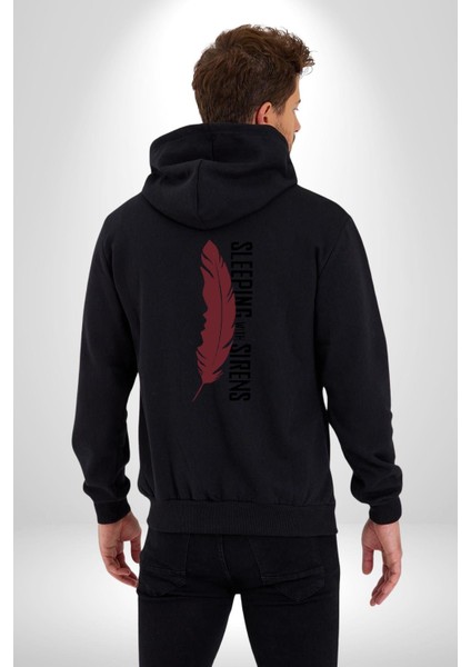 Sirenlerle Uyumak Kuş Tüyü Kadın Erkek Baskılı Fermuarlı Kapüşonlu Hırka Sweatshirt indirimleri