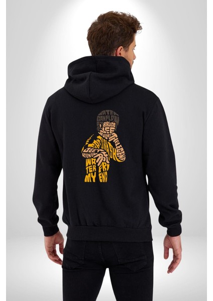 Bruce Lee Dövüş Karakteri Kadın Erkek Baskılı Fermuarlı Kapüşonlu Hırka Sweatshirt