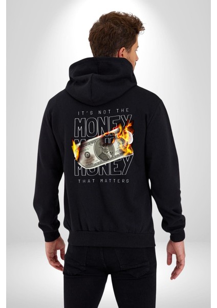 Önemli Olan Para Değil Iskelet Dolar Kadın Erkek Baskılı Fermuarlı Kapüşonlu Hırka Sweatshirt