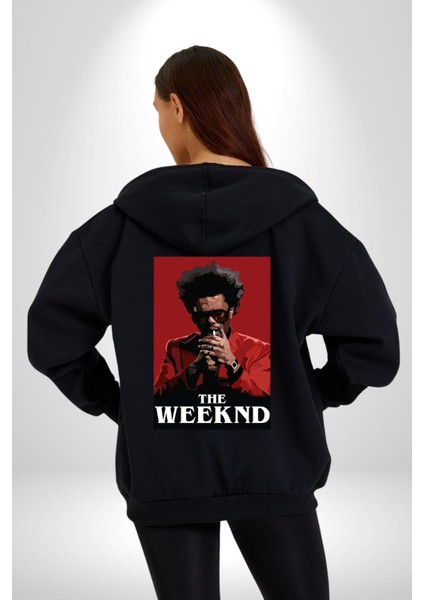 The Weekend Efsane Solist Kadın Erkek Baskılı Fermuarlı Kapüşonlu Hırka Sweatshirt modelleri