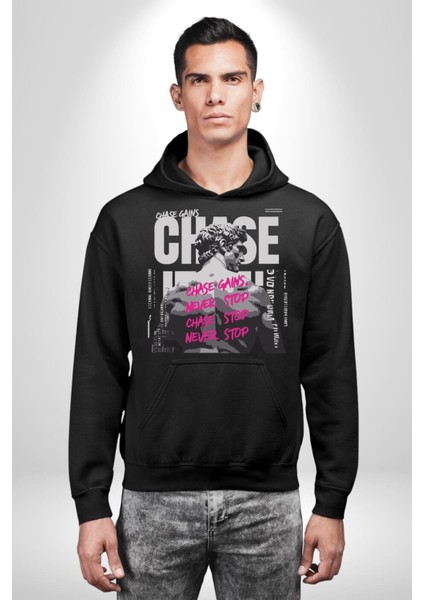 Asla Durma Takip Etmek Yunan Insanı Kadın Erkek Baskılı Üç Iplik Siyah Kapüşonlu Hodie Sweatshirt modelleri