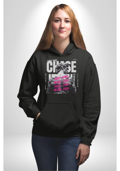 Asla Durma Takip Etmek Yunan Insanı Kadın Erkek Baskılı Üç Iplik Siyah Kapüşonlu Hodie Sweatshirt fırsatları