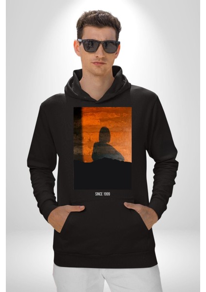 Yaz Akşamı Retro Tarz Kadın Erkek Baskılı Üç Iplik Siyah Kapüşonlu Hodie Sweatshirt fiyatları