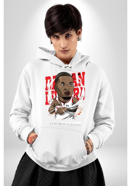 Dwayne Wade Basketbol Yıldızı Kadın Erkek Baskılı Üç Iplik Beyaz Kapüşonlu Hodie Sweatshirt