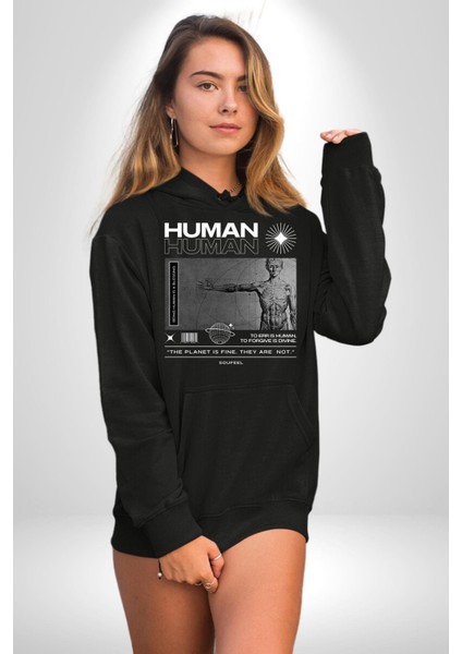 Gezegen Iyi Insanlar Değil Kadın Erkek Baskılı Üç Iplik Siyah Kapüşonlu Hodie Sweatshirt fırsatları
