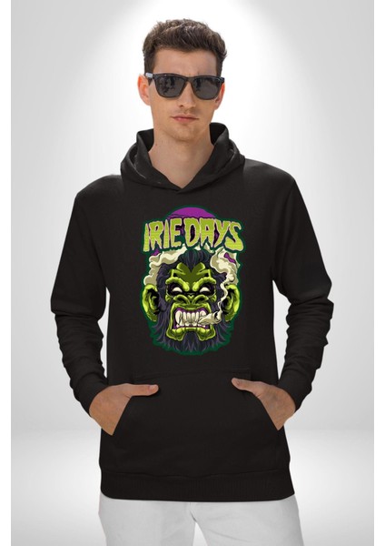 Zombi Dehşet Günleri Kadın Erkek Baskılı Üç Iplik Siyah Kapüşonlu Hodie Sweatshirt fırsatları