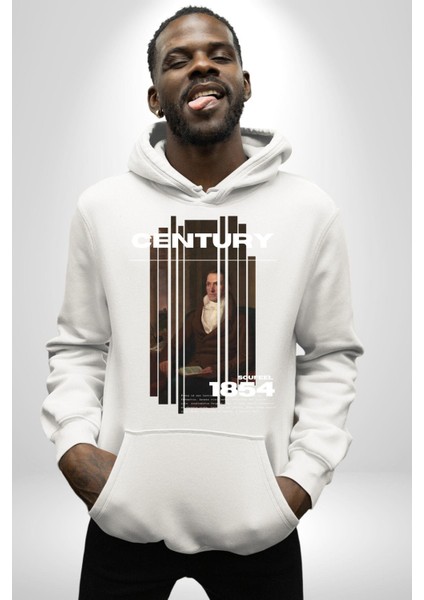 Yüzyıl Aristokrat Adam Kadın Erkek Baskılı Üç Iplik Beyaz Kapüşonlu Hodie Sweatshirt modelleri