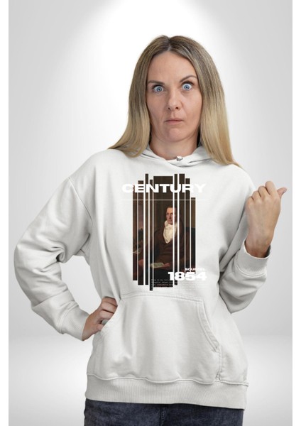 Yüzyıl Aristokrat Adam Kadın Erkek Baskılı Üç Iplik Beyaz Kapüşonlu Hodie Sweatshirt fırsatları