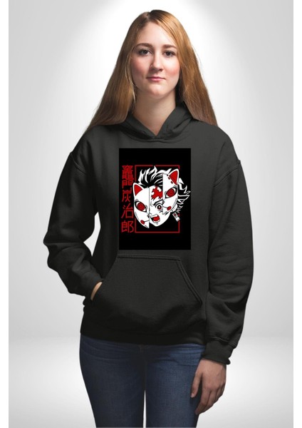 Demon Slayer Tanjiro Kamado Anime Kadın Erkek Baskılı Üç Iplik Siyah Kapüşonlu Hodie Sweatshirt fiyatları
