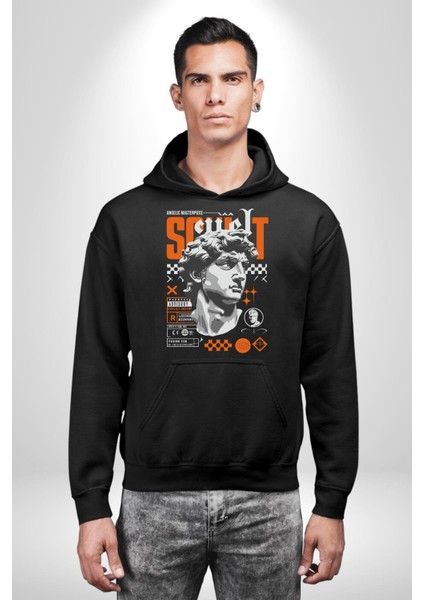 Meleksel Şaheser Yunan Antik Heykel Kadın Erkek Baskılı Üç Iplik Siyah Kapüşonlu Hodie Sweatshirt fiyatları