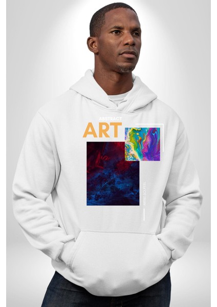 Modern Soyut Sanat Kadın Erkek Baskılı Üç Iplik Beyaz Kapüşonlu Hodie Sweatshirt modelleri