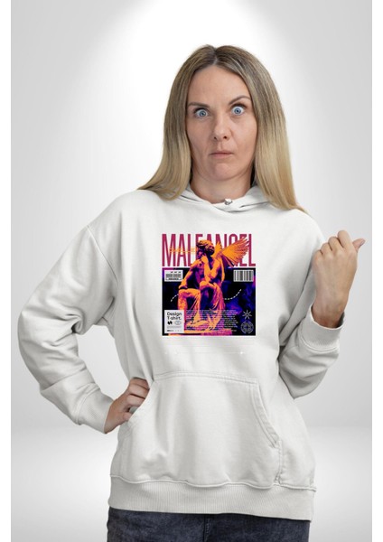 Yunan Tanrısı Heykel Sokak Tarzı Kadın Erkek Baskılı Üç Iplik Beyaz Kapüşonlu Hodie Sweatshirt