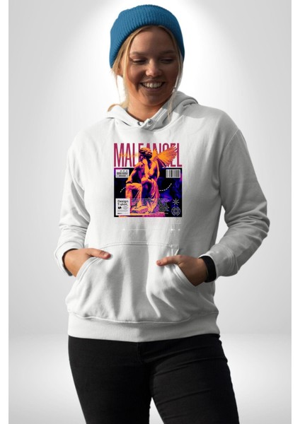 Yunan Tanrısı Heykel Sokak Tarzı Kadın Erkek Baskılı Üç Iplik Beyaz Kapüşonlu Hodie Sweatshirt modelleri