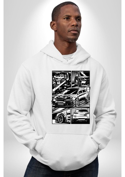 Hayat Bir Fırça Darbesidir Kadın Erkek Baskılı Üç Iplik Beyaz Kapüşonlu Hodie Sweatshirt fiyatları