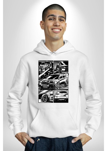 Hayat Bir Fırça Darbesidir Kadın Erkek Baskılı Üç Iplik Beyaz Kapüşonlu Hodie Sweatshirt indirimleri