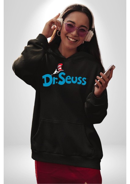 Dr.seuss Komik Şapka Logo Kadın Erkek Baskılı Üç Iplik Siyah Kapüşonlu Hodie Sweatshirt fiyatları