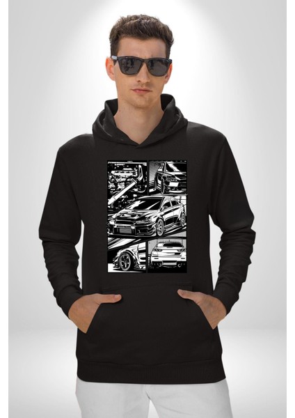 Hayat Bir Fırça Darbesidir Kadın Erkek Baskılı Üç Iplik Siyah Kapüşonlu Hodie Sweatshirt fiyatları