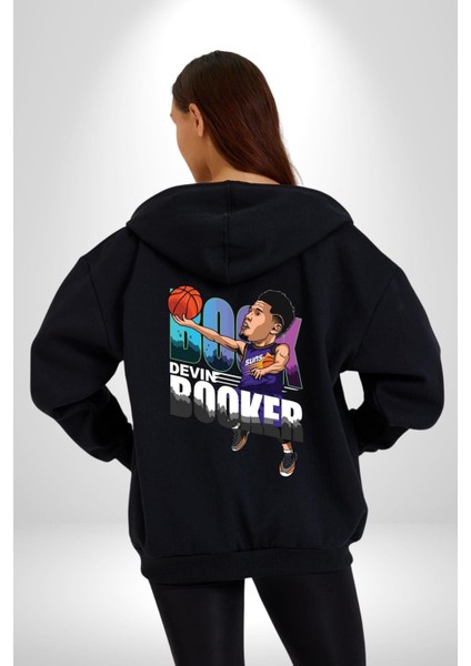 Devin Booker Basketbol Yıldızı Kadın Erkek Baskılı Fermuarlı Kapüşonlu Hırka Sweatshirt