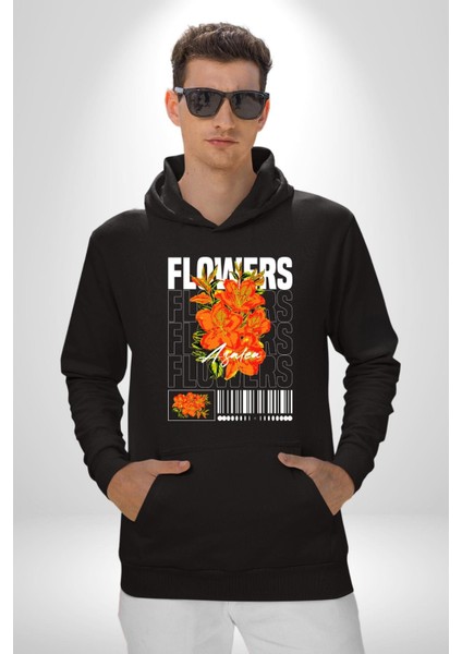 Çiçekler Nezaket Sokak Tarzı Kadın Erkek Baskılı Üç Iplik Siyah Kapüşonlu Hodie Sweatshirt fiyatları