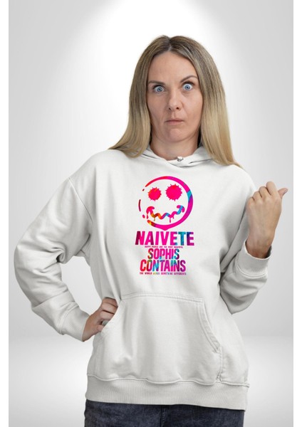 Gülen Rengarenk Surat Kadın Erkek Baskılı Üç Iplik Beyaz Kapüşonlu Hodie Sweatshirt fırsatları