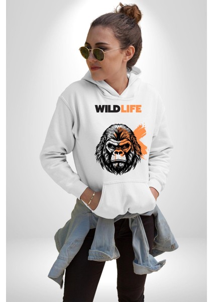 Muhammed Ali Ben En Büyüğüm Kadın Erkek Baskılı Üç Iplik Beyaz Kapüşonlu Hodie Sweatshirt