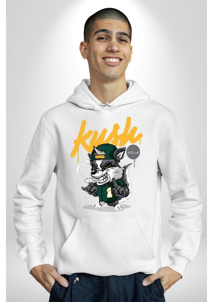 Amerikan Kokarca Havalı Kadın Erkek Baskılı Üç Iplik Beyaz Kapüşonlu Hodie Sweatshirt indirimleri