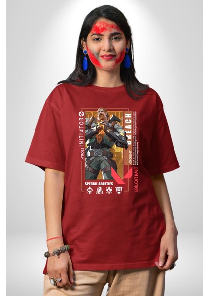 Breach Öncü Karakter Kadın Erkek Ön Baskılı Kırmızı Pamuklu Tişört Penye Klasik fiyatları