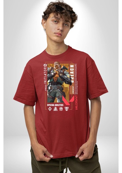 Breach Öncü Karakter Kadın Erkek Ön Baskılı Kırmızı Pamuklu Tişört Penye Klasik fırsatları