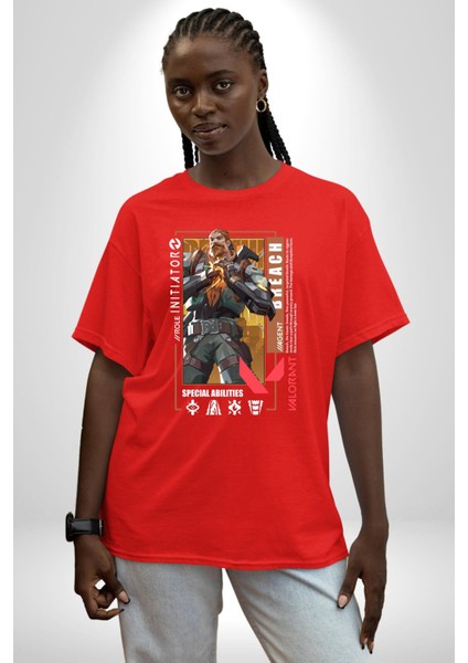 Breach Öncü Karakter Kadın Erkek Ön Baskılı Kırmızı Pamuklu Tişört Penye Klasik indirimleri