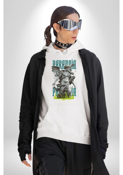 Kutsanmış Güvercin Kadın Erkek Baskılı Üç Iplik Beyaz Kapüşonlu Hodie Sweatshirt fiyatları