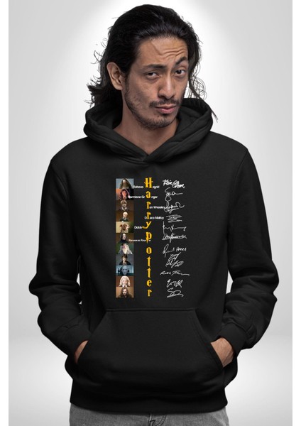 Efsane Film Serisi Ünlü Oyuncu Imzaları Kadın Erkek Baskılı Üç Iplik Siyah Kapüşonlu Hodie Sweatshirt modelleri