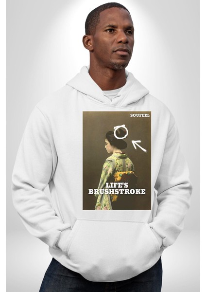 Doğal Yaşam King Kong Savaşçı Kadın Erkek Baskılı Üç Iplik Beyaz Kapüşonlu Hodie Sweatshirt