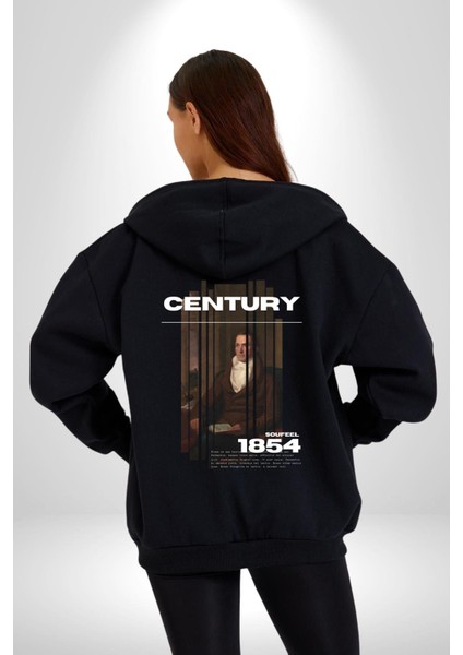 Yüzyıl Aristokrat Adam Kadın Erkek Baskılı Fermuarlı Kapüşonlu Hırka Sweatshirt indirimleri