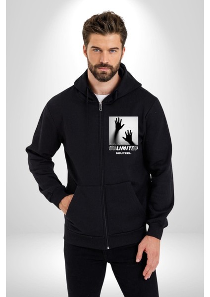 Bu Dünyada Her Şeyin Sınırsız Bir Sayısızlığı Vardır Kadın Erkek Baskılı Fermuarlı Kapüşonlu Hırka Sweatshirt