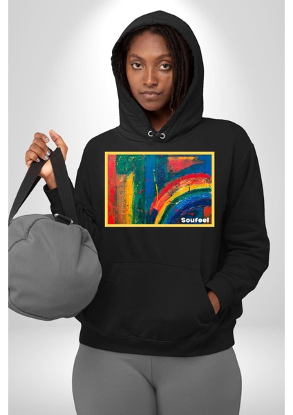 Modern Sanat Tablosu Kadın Erkek Baskılı Üç Iplik Siyah Kapüşonlu Hodie Sweatshirt fırsatları