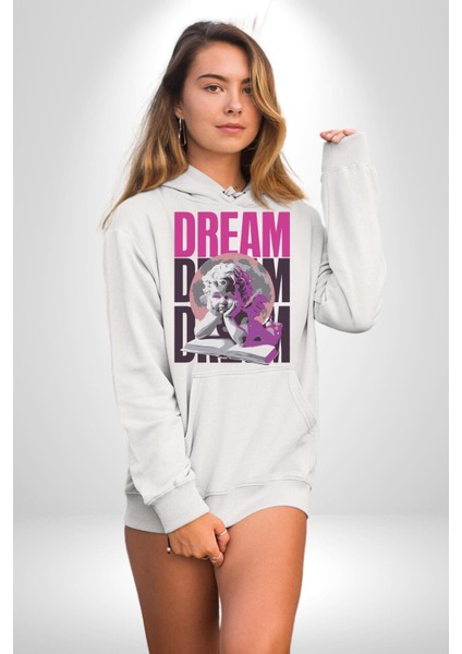 Kötü Yöntem Gül ve Heykel Kadın Erkek Baskılı Üç Iplik Beyaz Kapüşonlu Hodie Sweatshirt fiyatları