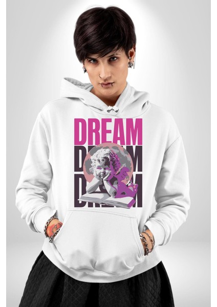 Kötü Yöntem Gül ve Heykel Kadın Erkek Baskılı Üç Iplik Beyaz Kapüşonlu Hodie Sweatshirt fırsatları