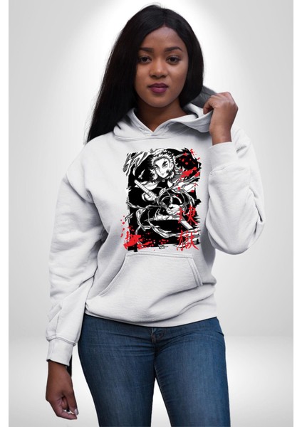 Demon Slayer Kyojuro Rengoku Anime Kadın Erkek Baskılı Üç Iplik Beyaz Kapüşonlu Hodie Sweatshirt fiyatları