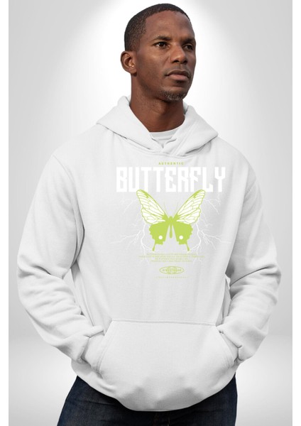 Otantik Kelebek Sokak Tarzı Kadın Erkek Baskılı Üç Iplik Beyaz Kapüşonlu Hodie Sweatshirt fiyatları