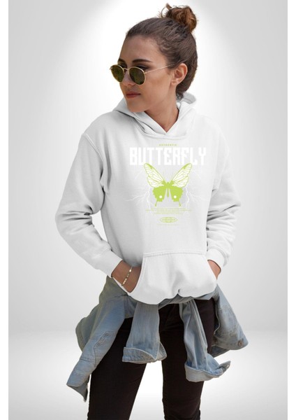 Otantik Kelebek Sokak Tarzı Kadın Erkek Baskılı Üç Iplik Beyaz Kapüşonlu Hodie Sweatshirt modelleri