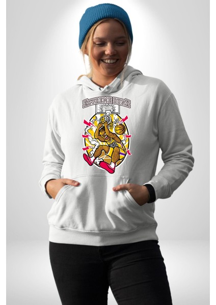 Extreme Smaç Basketbol Havalı Oyuncu Kadın Erkek Baskılı Üç Iplik Beyaz Kapüşonlu Hodie Sweatshirt indirimleri