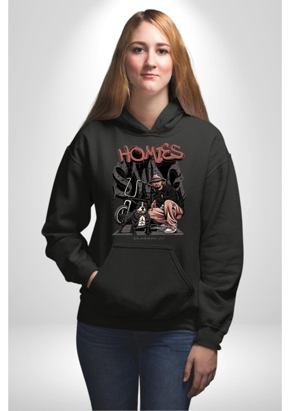 Yağmacı Kankalar Pitbul Kadın Erkek Baskılı Üç Iplik Siyah Kapüşonlu Hodie Sweatshirt