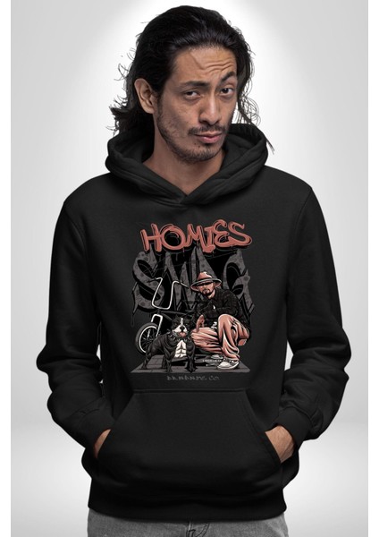 Yağmacı Kankalar Pitbul Kadın Erkek Baskılı Üç Iplik Siyah Kapüşonlu Hodie Sweatshirt fırsatları