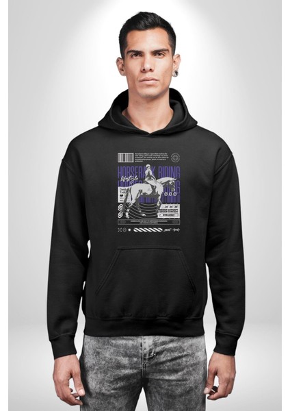 At Binme Sokak Tarzı Tasarım Kadın Erkek Baskılı Üç Iplik Siyah Kapüşonlu Hodie Sweatshirt fiyatları