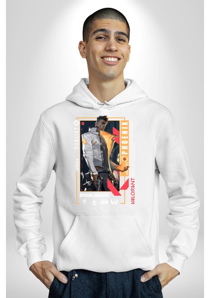 Phoenix Düellocu Karakter Kadın Erkek Baskılı Üç Iplik Beyaz Kapüşonlu Hodie Sweatshirt fiyatları