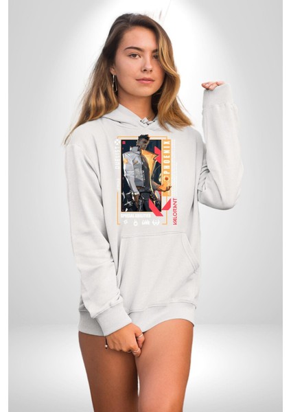 Phoenix Düellocu Karakter Kadın Erkek Baskılı Üç Iplik Beyaz Kapüşonlu Hodie Sweatshirt modelleri